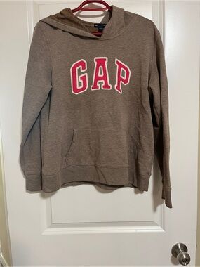 GAP Brown Hooded Sweatshirt with Pink Hanger Accent